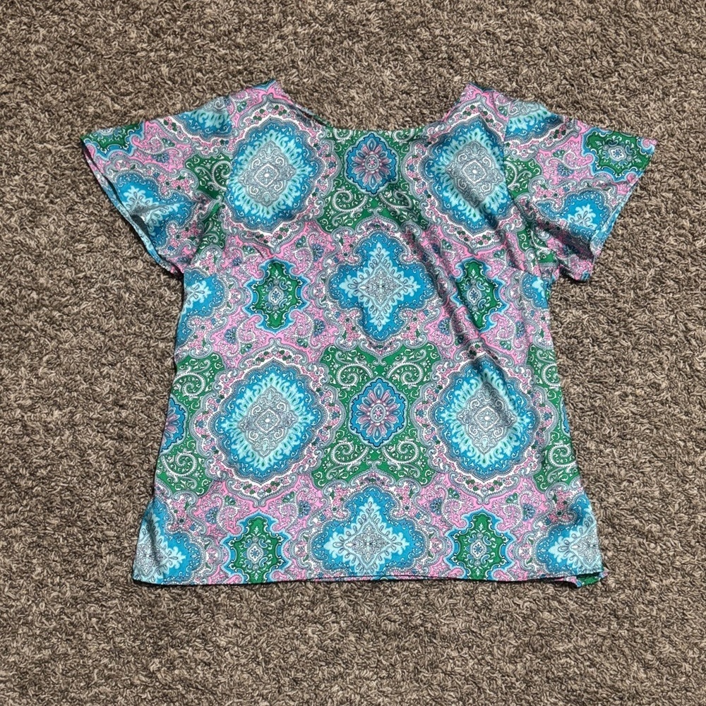 Talbots Blue and Green Paisley Blouse - Picture 2 of 10